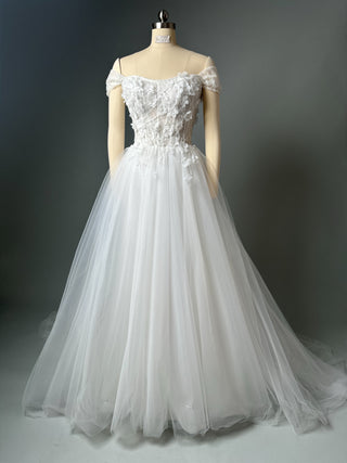 Luxury Floral Lace Wedding Dress A-line Off Shoulder