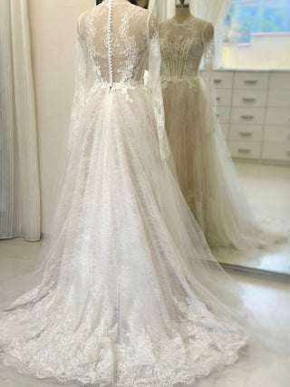 Turtleneck Floral Lace Tulle Gown - Dresses Dioma