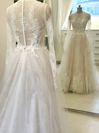 Turtleneck Floral Lace Tulle Gown - Dresses Dioma