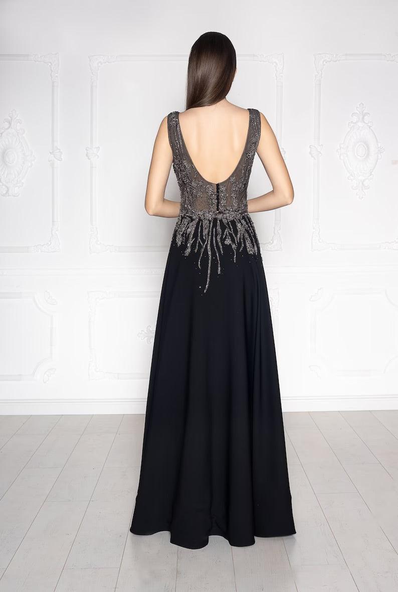 Black lace wedding dress with detachable train - In Stock - Dresses Dioma