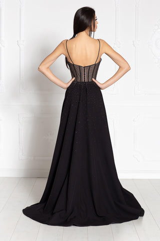 Sexy Black Gothic Gown with Slit - Dresses Dioma