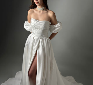 Elegant Classic Luxury Mikado A-line Wedding Dress Amelia - Dresses Dioma