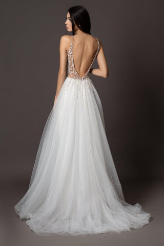 Sexy Open Back wedding dress deep V - Dresses Dioma