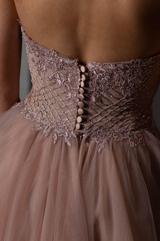 Graceful Blush Pink Tulle Gown Strapless - In Stock - Dresses Dioma