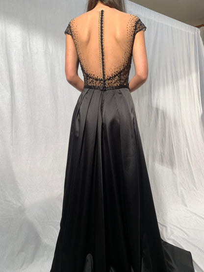 Black Wedding Dress Alternative Illusion Neckline and Pockets - Dresses Dioma