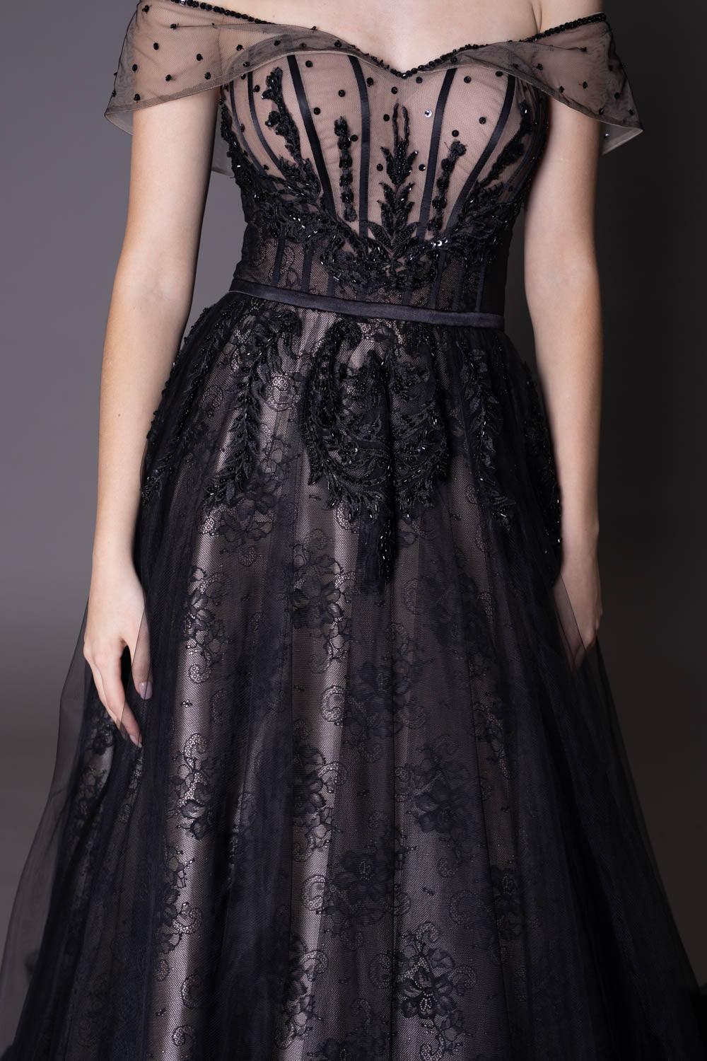 Black Lace Gown A-Line - Dresses Dioma