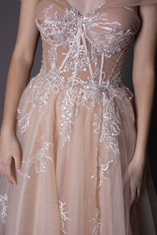 Lace Off The Shoulder Romantic Dress Tulle - Dresses Dioma