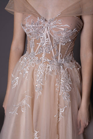 Lace Off The Shoulder Romantic Dress Tulle - Dresses Dioma