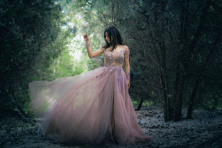 Whimsical Fairy Floral Gown with Long Sleeves - In Stock - Dresses Dioma