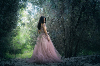 Whimsical Fairy Floral Gown with Long Sleeves - In Stock - Dresses Dioma