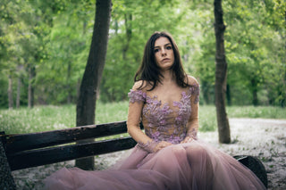 Whimsical Fairy Floral Gown with Long Sleeves - In Stock - Dresses Dioma