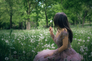 Whimsical Fairy Floral Gown with Long Sleeves - In Stock - Dresses Dioma