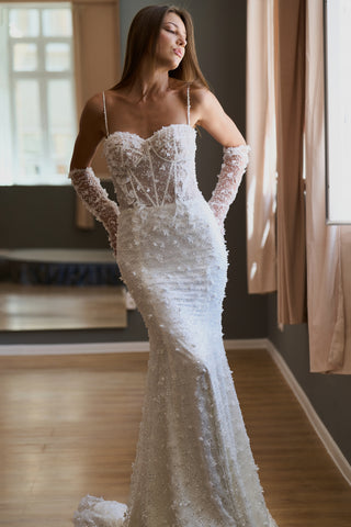 Modern Luxury Mermaid wedding gown Sienna long sleeves