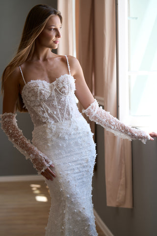 Modern Luxury Mermaid wedding gown Sienna long sleeves