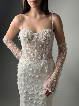 Modern Luxury Mermaid wedding gown Sienna long sleeves