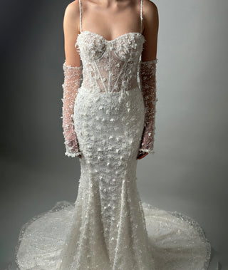 Modern Luxury Mermaid wedding gown Sienna long sleeves