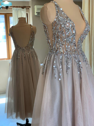 Sexy Open Back wedding dress deep V - Dresses Dioma