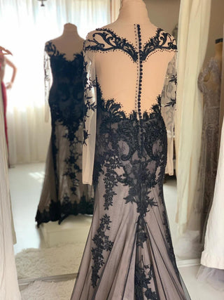 Black Lace Gown Long Sleeve - Dresses Dioma