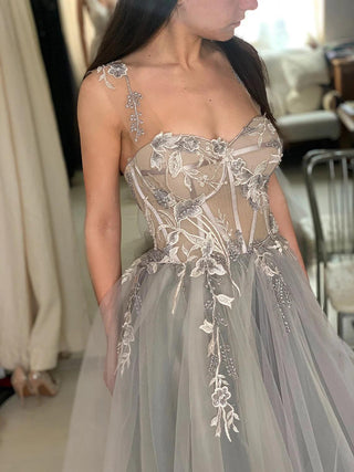 Whimsical Floral Embroidered Gown - Dresses Dioma