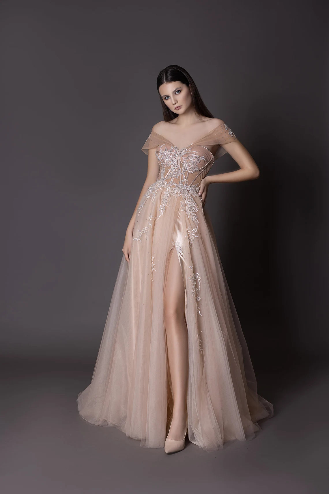 Lace Off The Shoulder Romantic Dress Tulle