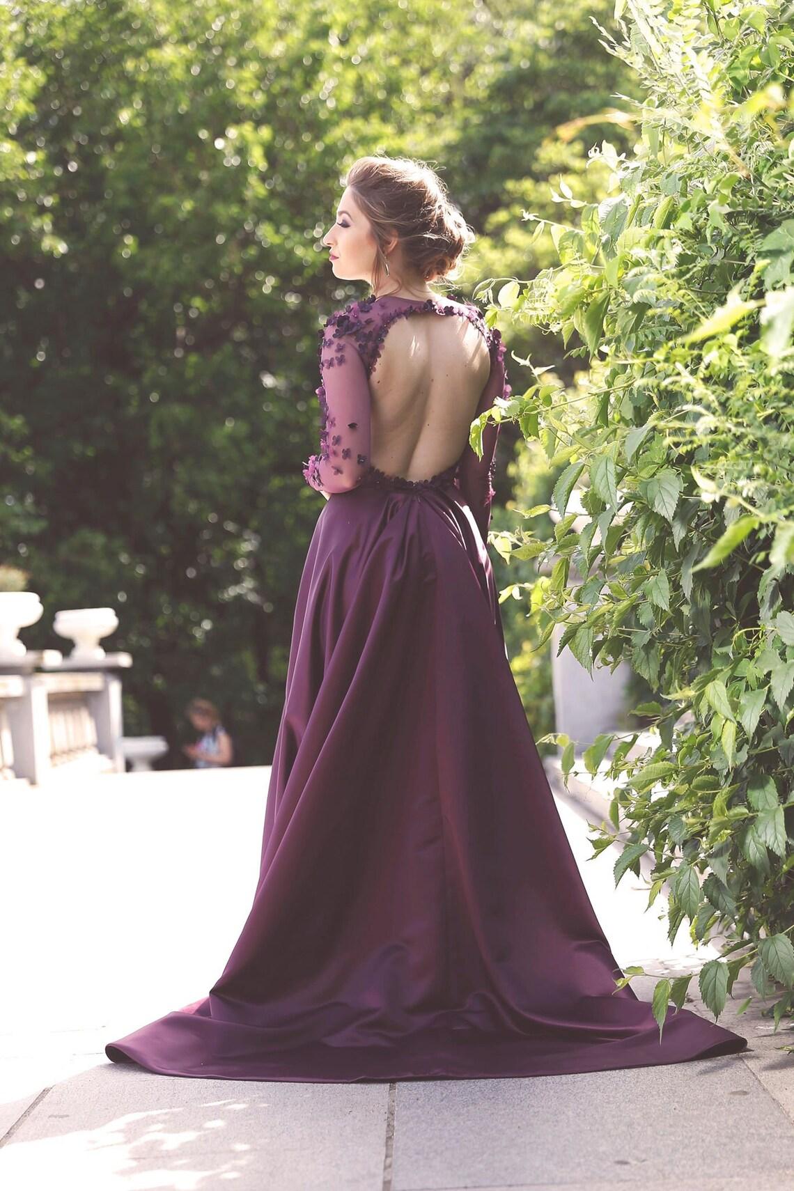 Dark purple hotsell long sleeve dress