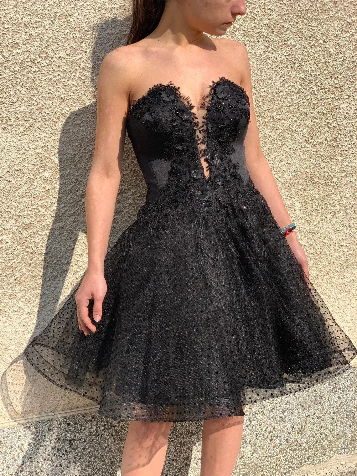 Short Black Wedding Dress | Black Lace Gown | Gothic Sexy Gown - Dresses  Dioma