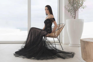 Black wedding dress low back - Dresses Dioma
