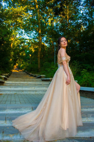 Lace Off The Shoulder Romantic Dress Tulle - Dresses Dioma