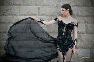 Gothic Black Mermaid Gown Long Sleeve - Dresses Dioma