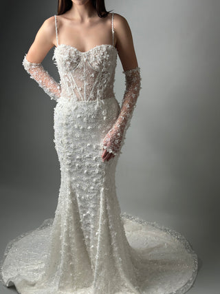 Modern Luxury Mermaid wedding gown Sienna long sleeves